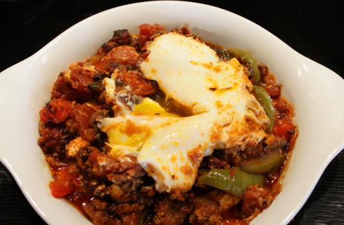 Jimmy Dean Sausage, Red Sauce and Eggs