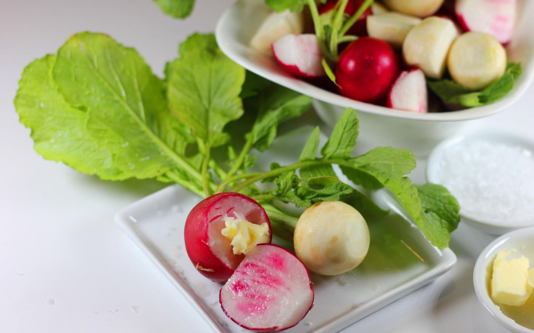 Red and White Radishes with Sweet Butter and Sea Salt
