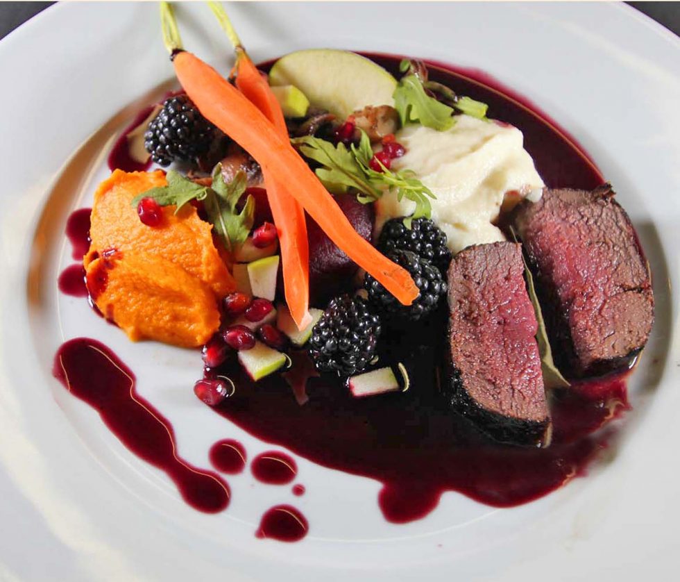 Venison with Roasted Root Vegetables and Red Wine Sauce Inspired Cuisine