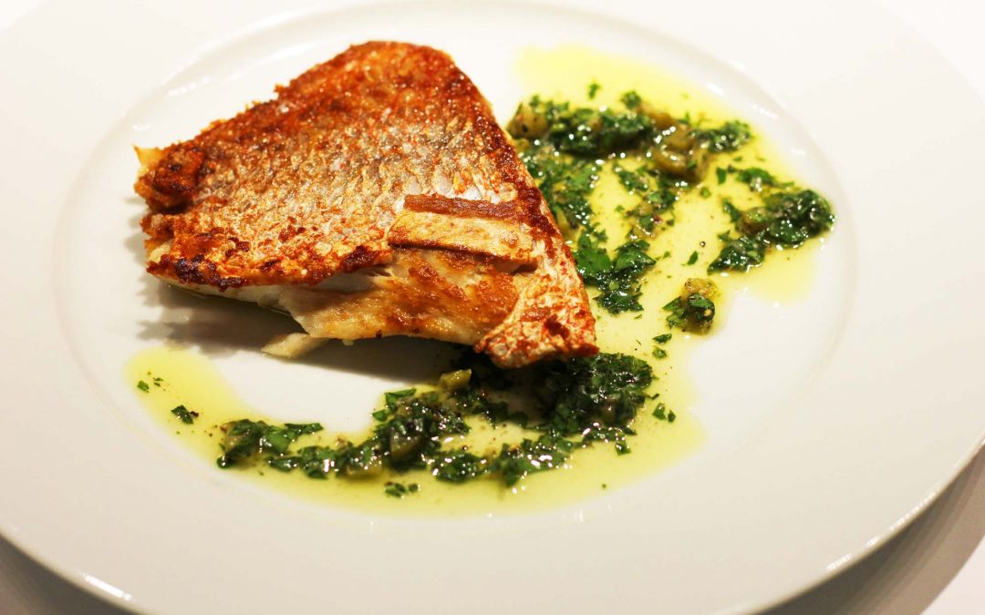 Crispy Skinned Red Snapper and Herb Sauce