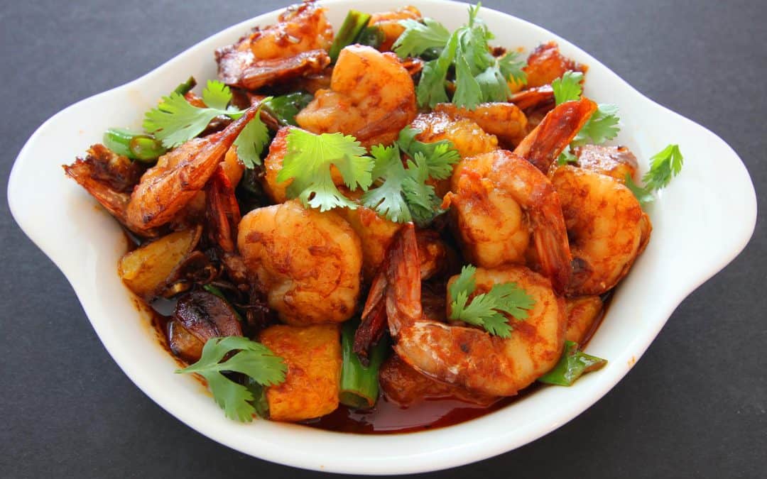 Spicy Shrimp with Roasted Pineapple