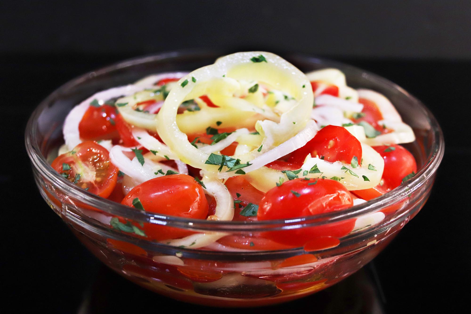 Beefsteak Tomato, White Pepper and Sweet Onion Salad - Inspired Cuisine