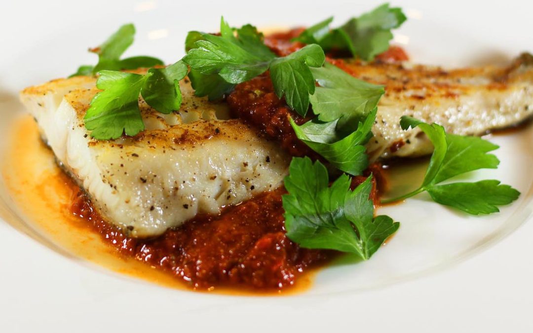 Pan Seared Black Cod Fillets with Puttanesca Sauce