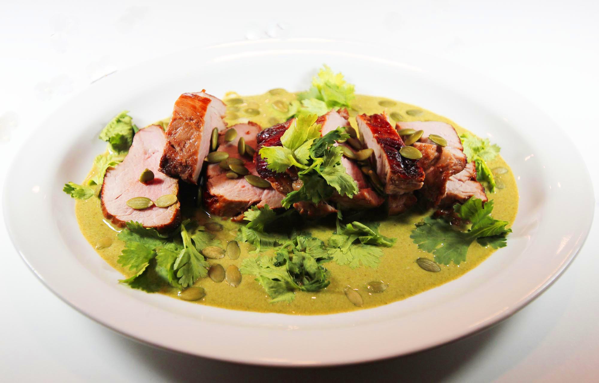 Grilled Pork Tenderloin in Thai Green Chili Sauce