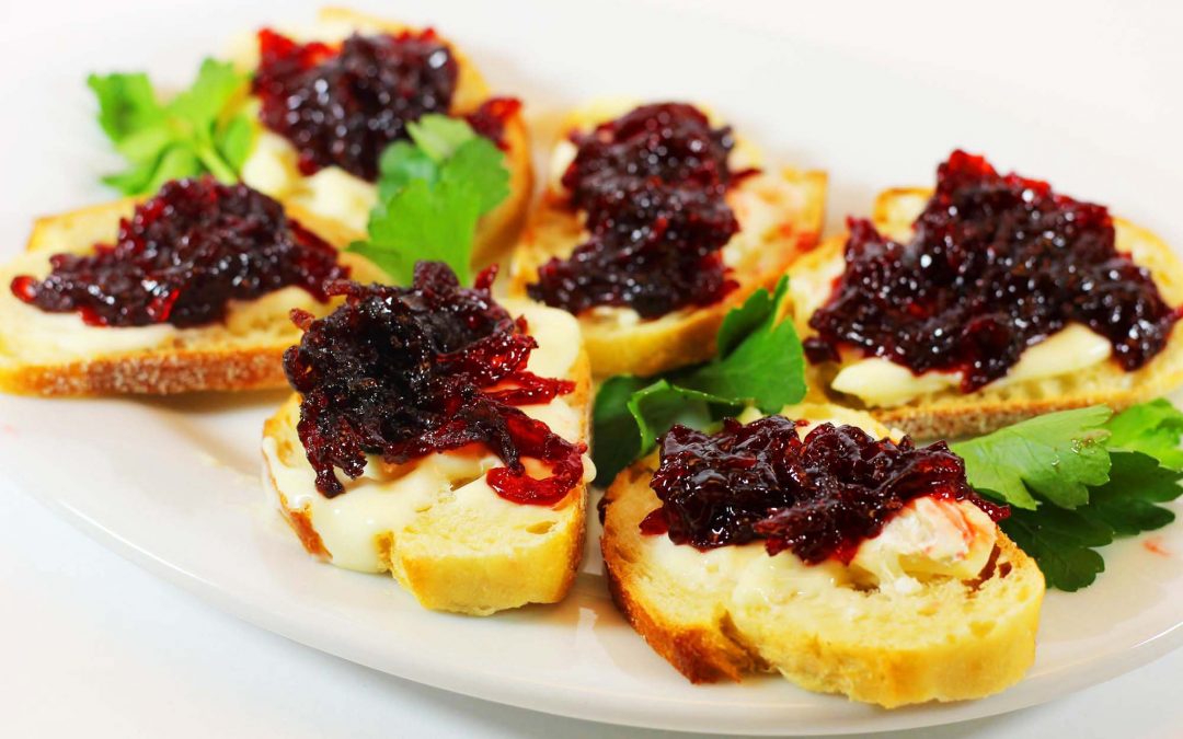 Bacon and Onion Jam on Brie Toasts