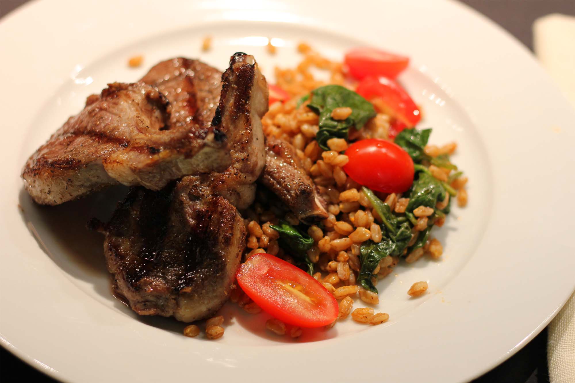 Grilled Garam Masala Crusted Lamb Chops with Tuscan Salad Inspired