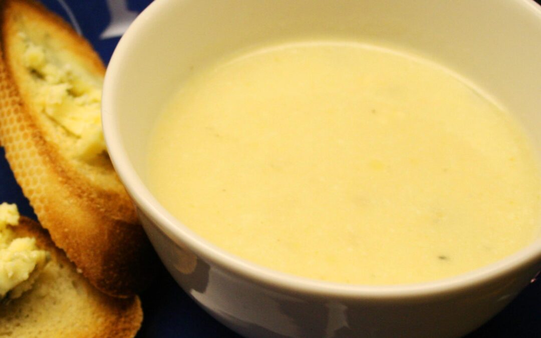 Stilton Soup with Stilton Crostata