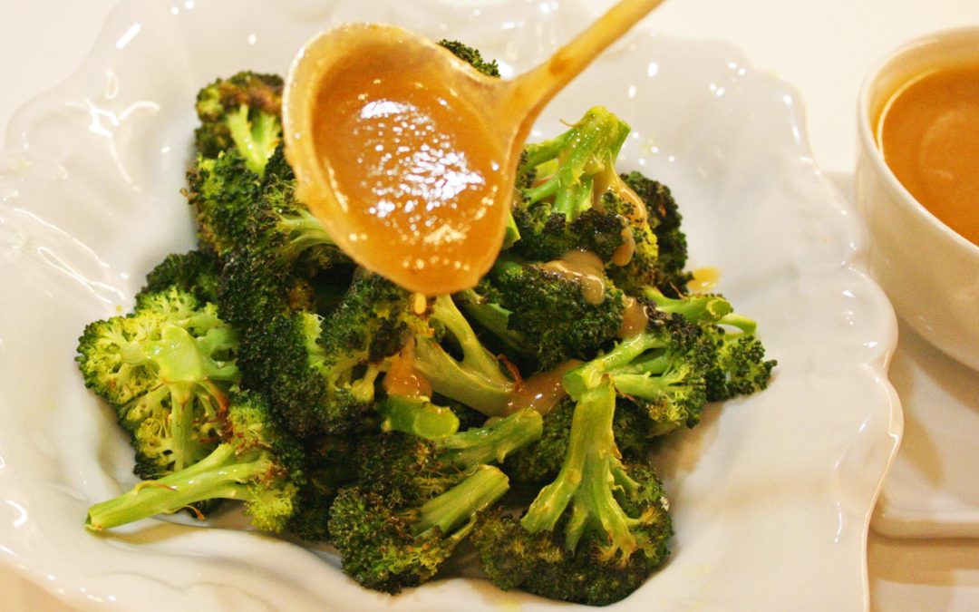 Honey Miso Drizzled Roasted Broccoli