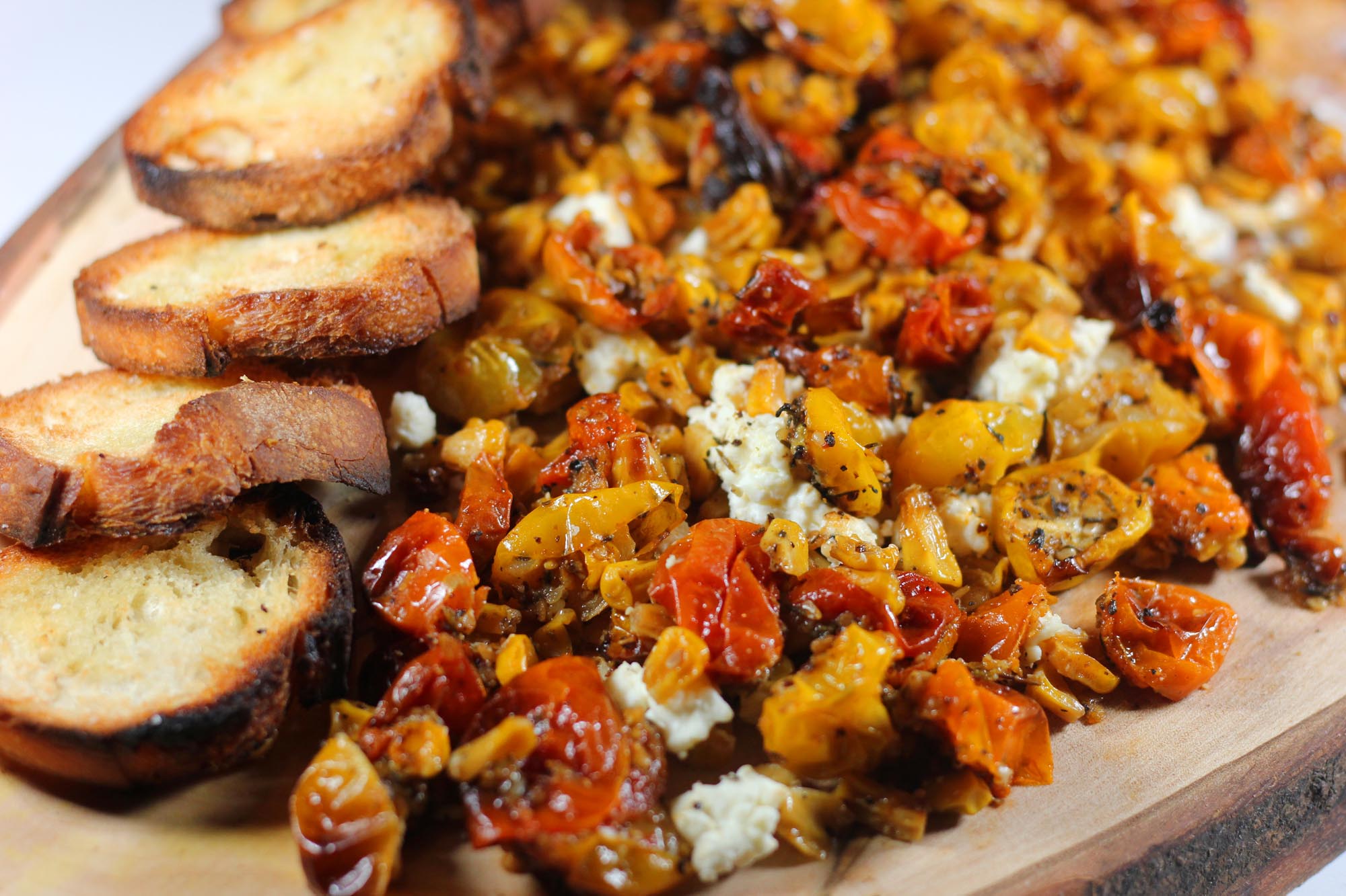 Butter Board Roasted Corn and Tomato on Feta Cheese Spread - Inspired Cuisine