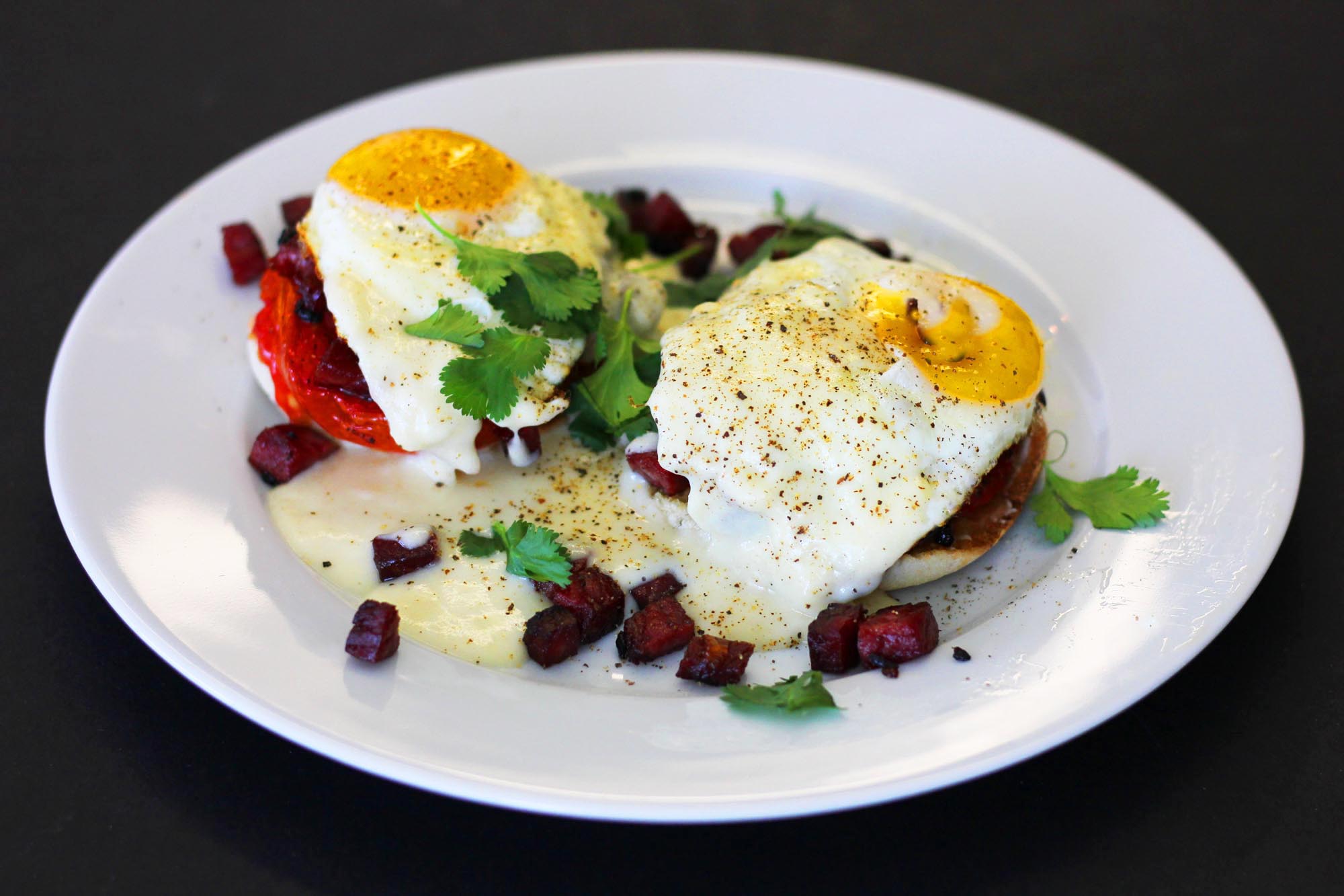 Cheesy Corned Beef Breakfast Sandwich - Inspired Cuisine