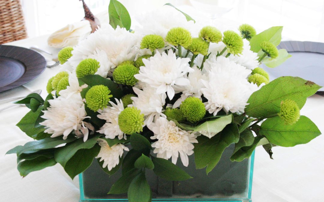 How to Create an Arrangement using Green and White Mums