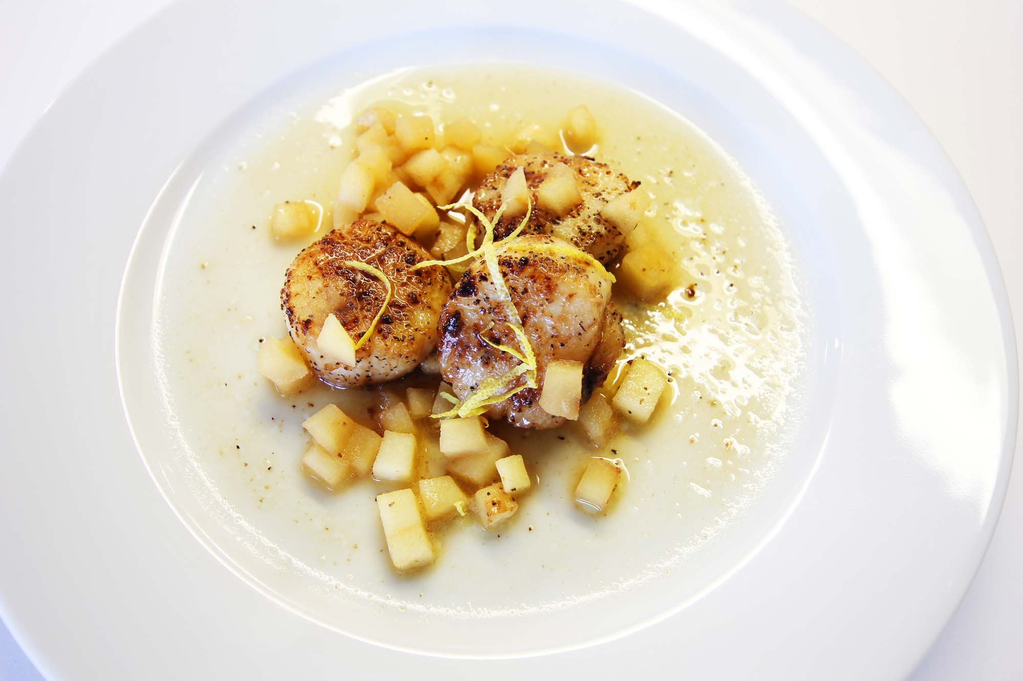 Butter Seared Scallops with Apple Pan Sauce - Inspired Cuisine