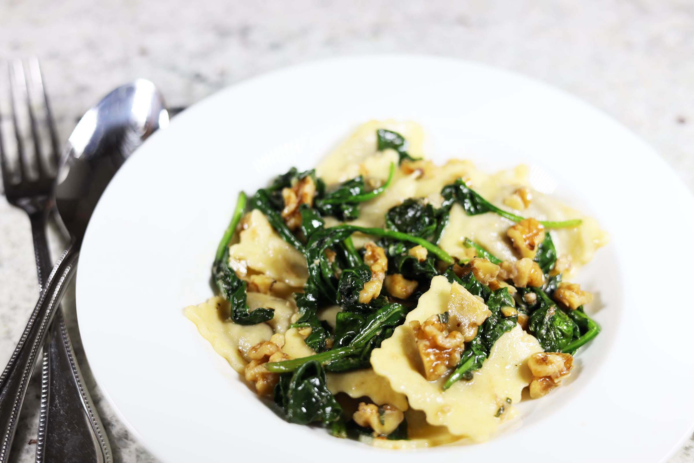 Ravioli with Sage, Toasted Walnuts in Brown Butter Sauce - Inspired Cuisine