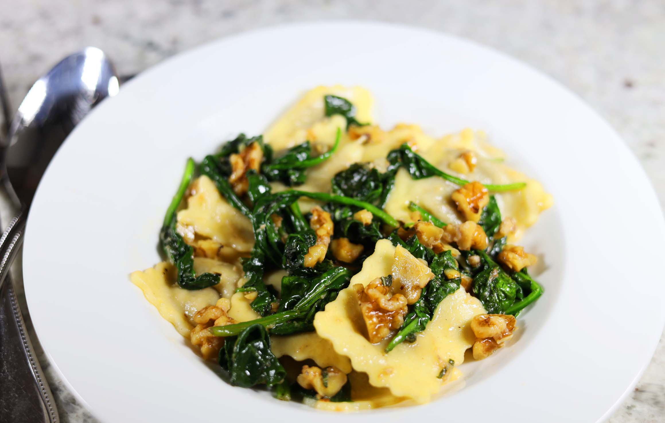 Ravioli with Sage, Toasted Walnuts in Brown Butter Sauce - Inspired Cuisine
