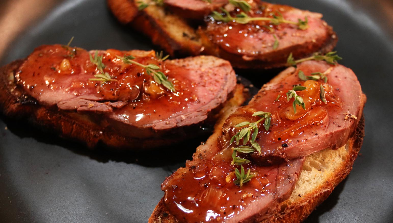 Duck Breast Crostini with Spiced Marmalade - Inspired Cuisine