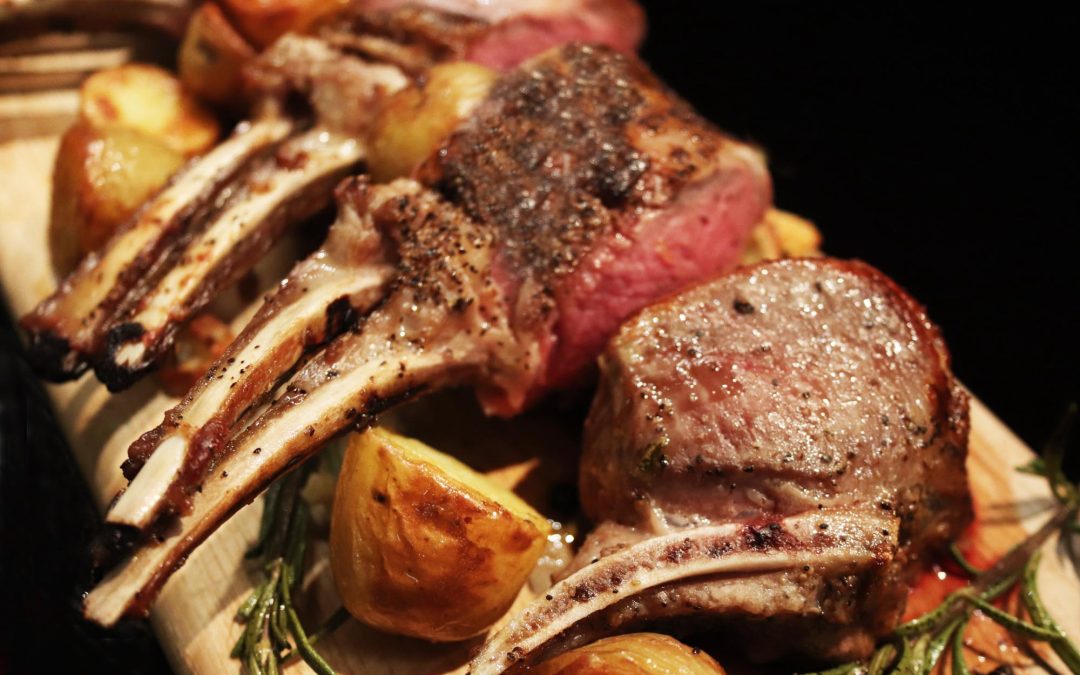 Rack of Lamb with Roasted Potatoes, Garlic and Rosemary