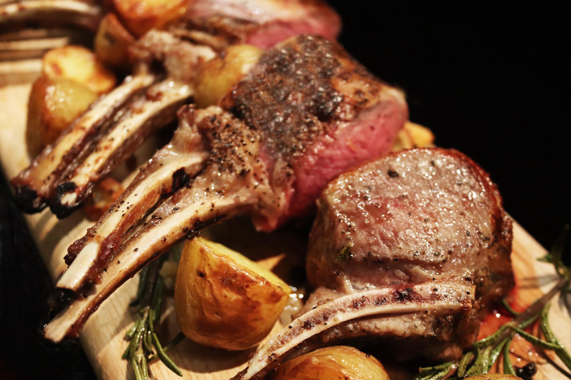 Rack of Lamb with Roasted Potatoes, Garlic and Rosemary - Inspired Cuisine