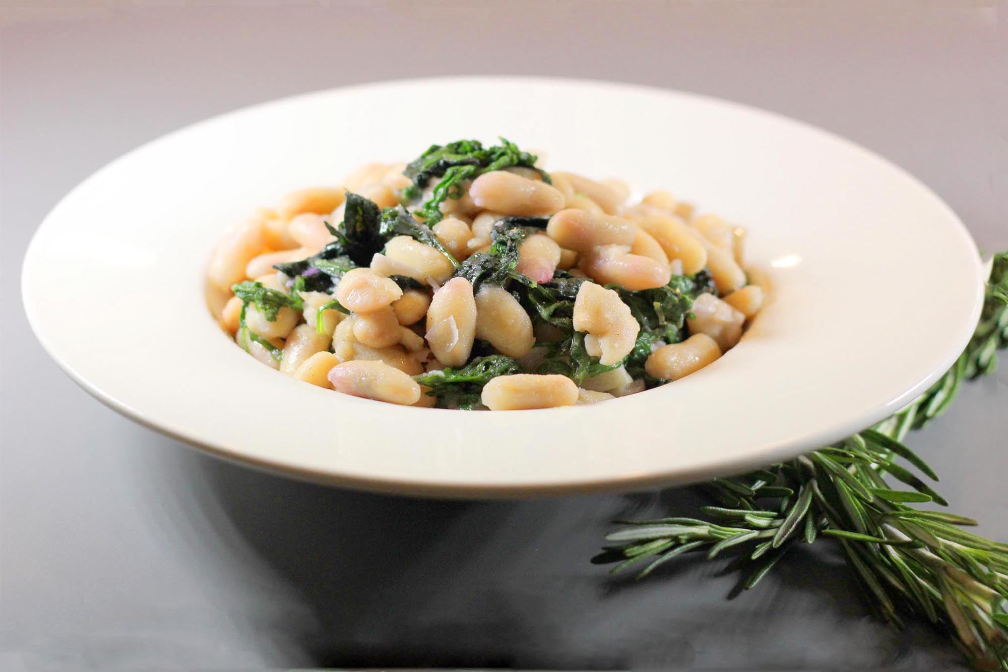 White Cannellini Beans, Spinach, Rosemary, Garlic and Lemon - Inspired Cuisine