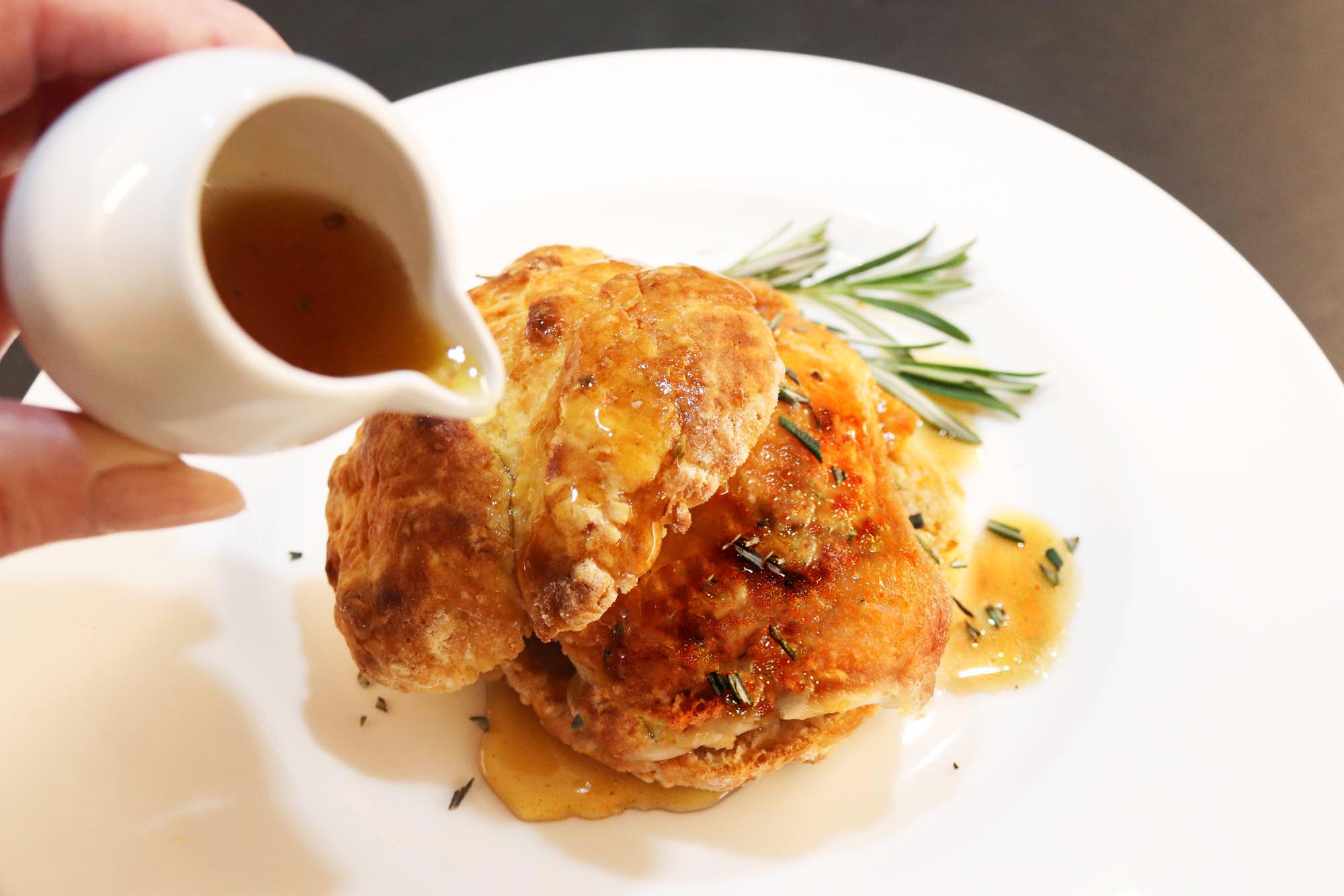 Southern Fried Chicken with Cake Pan Biscuits and Hot Honey - Inspired Cuisine