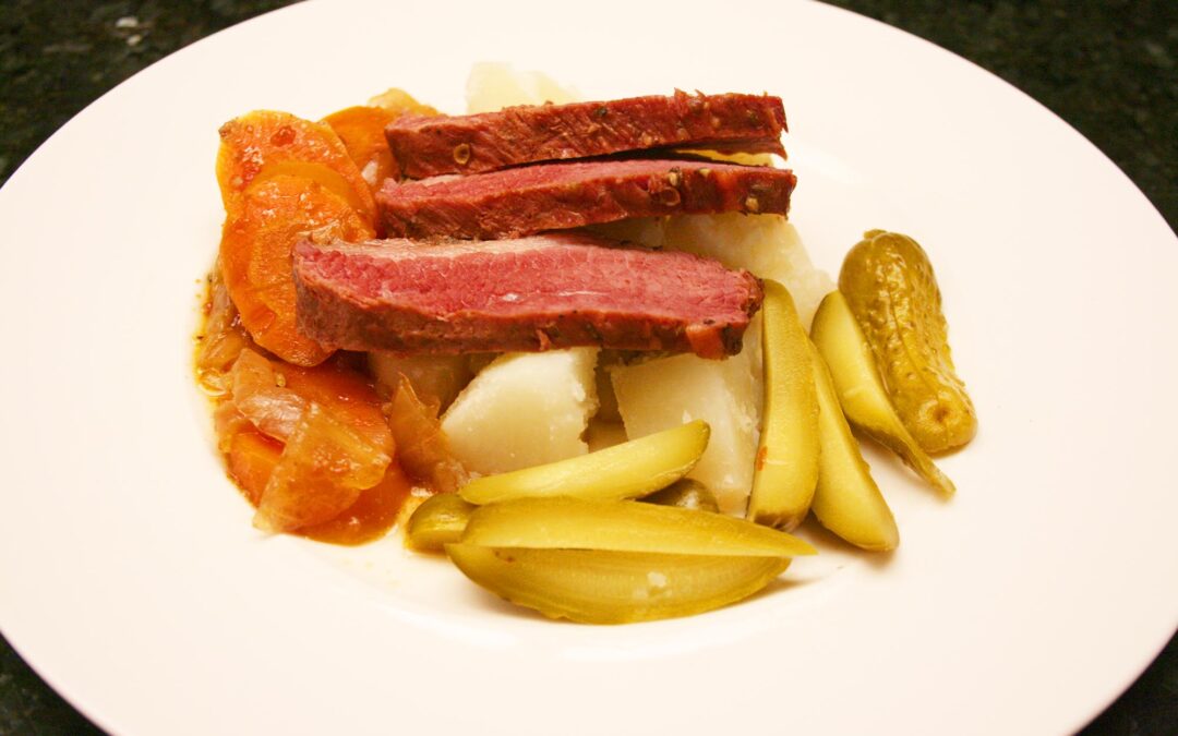 Corned Beef Potatoes and Pickles