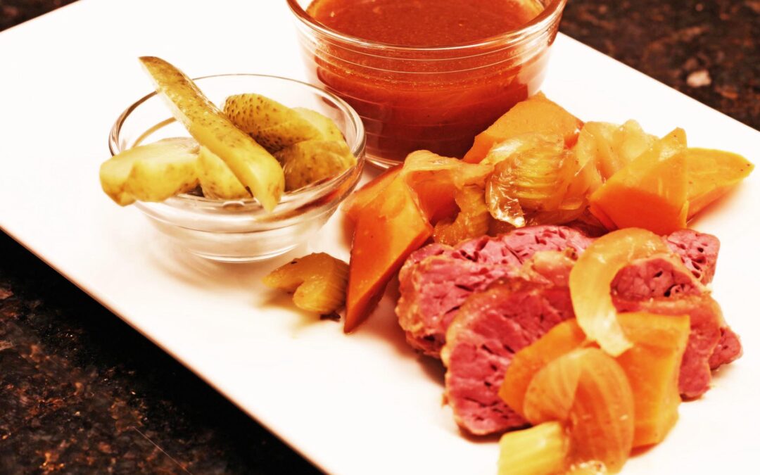 Corned Beef Potatoes and Pickles