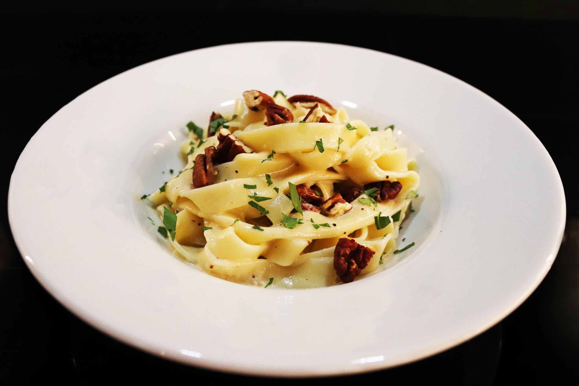 Fettuccini in Gorgonzola Cream Sauce and Toasted Walnuts - Inspired Cuisine