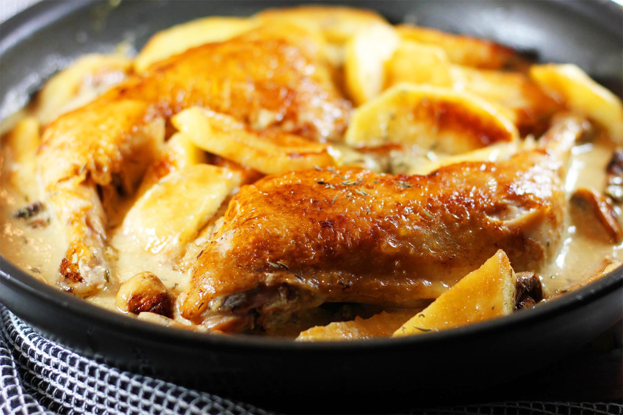 Normandy Chicken with Apples (Poulet Vallée d'Auge) - Inspired Cuisine