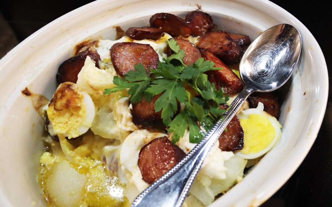 Rakott Krumpli – Hungarian Comfort Layers of Potato, Sausage & Eggs
