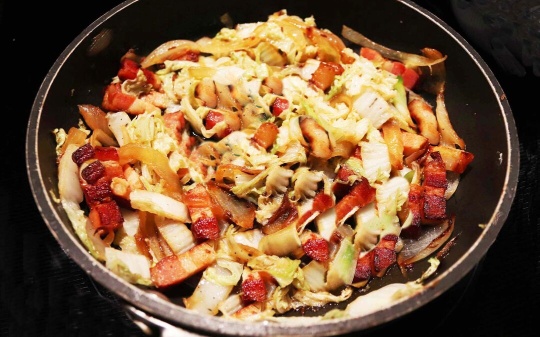 Sautéed Savoy Cabbage with Streaky Smoked Bacon