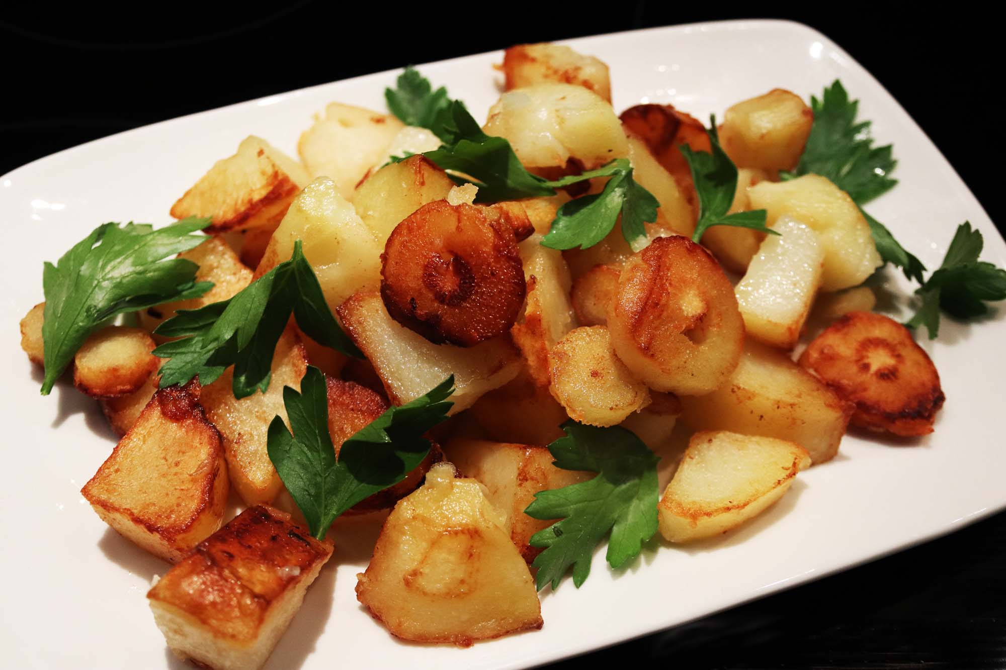 Duck Fat Fried Crispy Parsnips and Potatoes - Inspired Cuisine