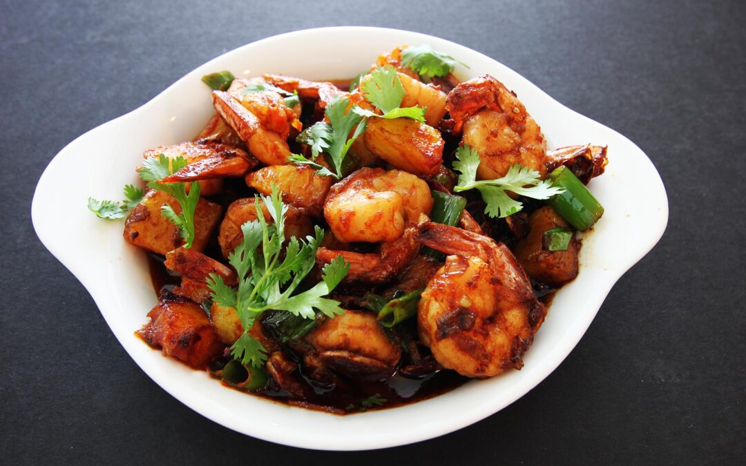 Spicy Shrimp with Roasted Pineapple