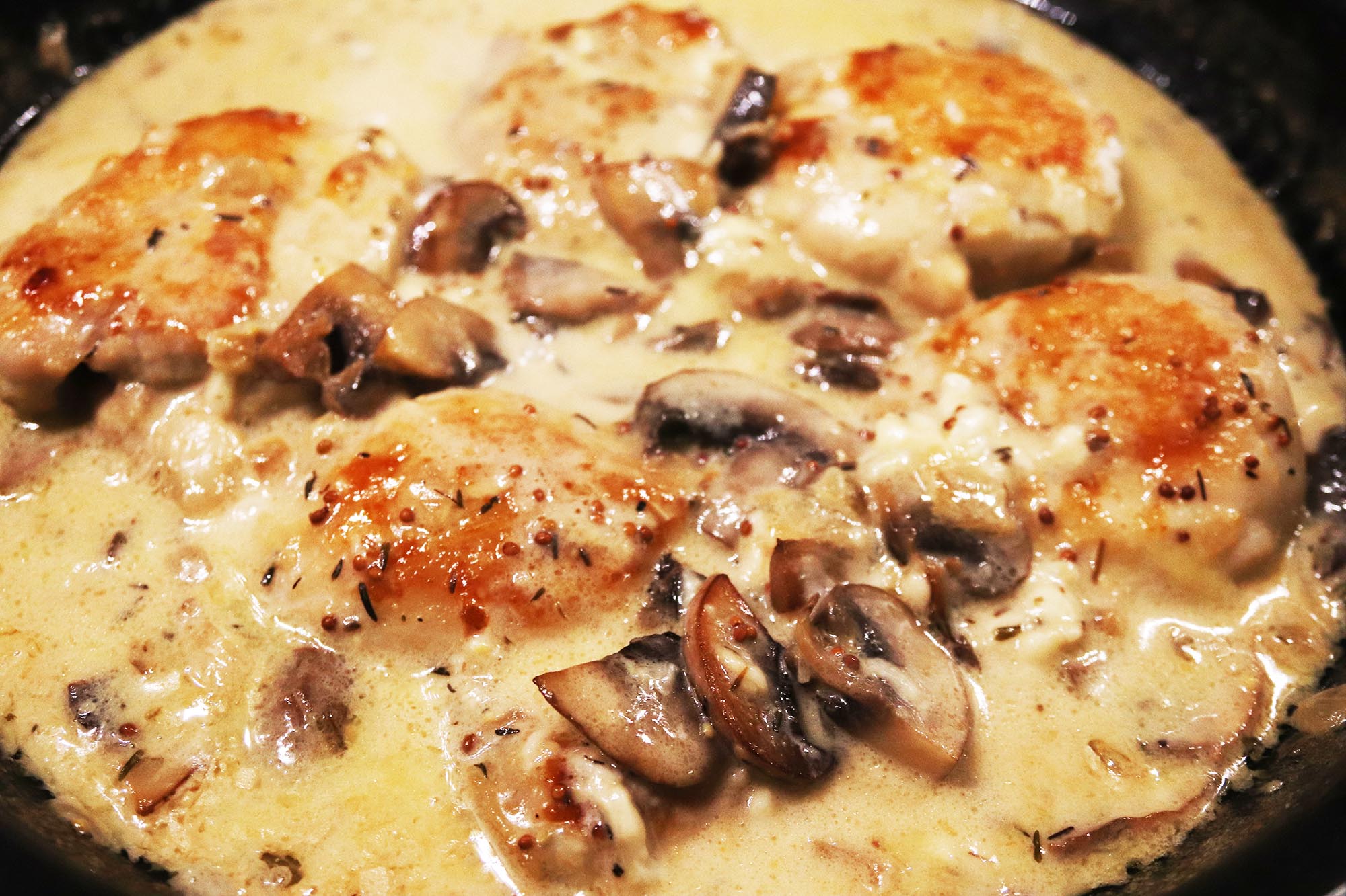 Chicken and Mushrooms in Creamy Asiago and Mustard Sauce - Inspired Cuisine