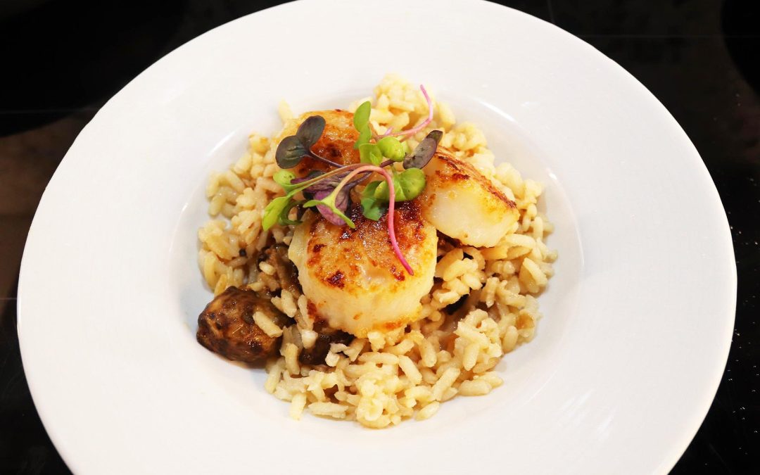 Seared Sea Scallops with Fresh Wild Porcini Rissoto