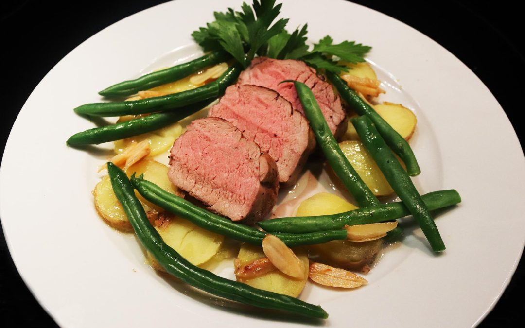 Pan Seared Pork Tenderloin, Baby Yukon Golds, Garlic Butter Green Beans