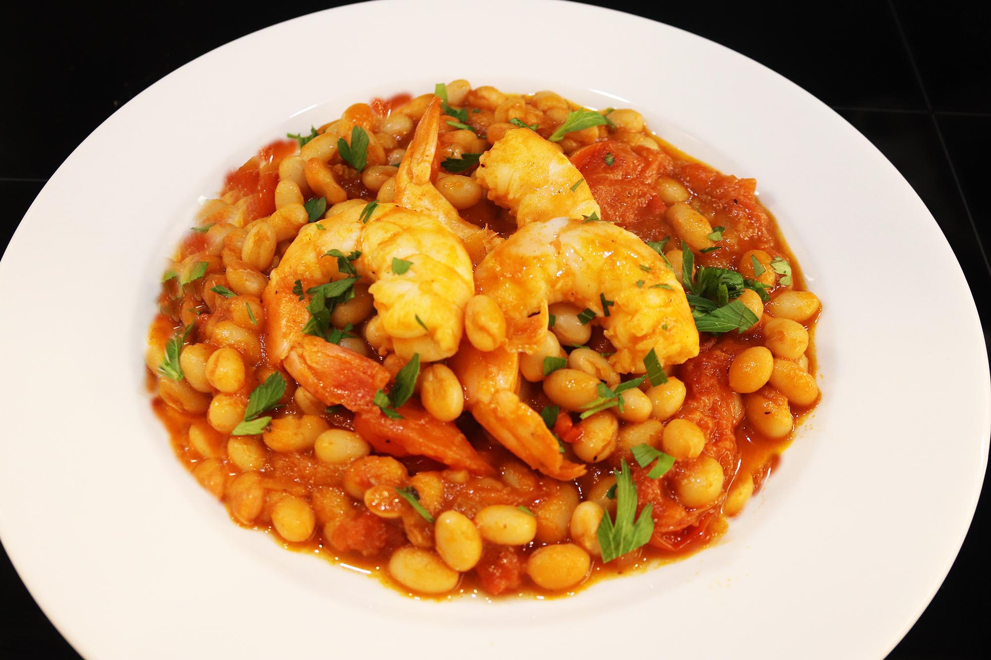 Garlic Shrimp with Spanish White Beans - Inspired Cuisine