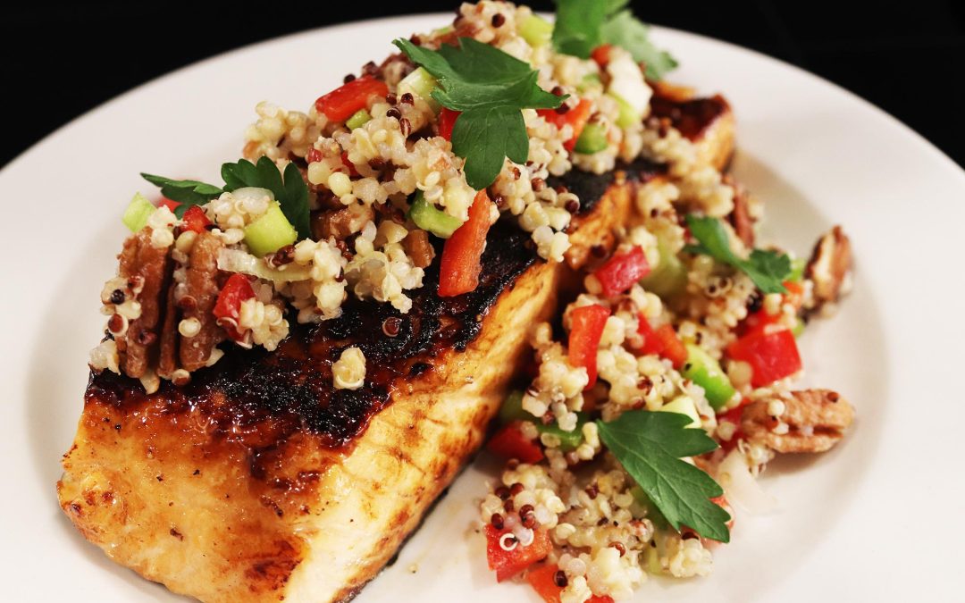 Mango Quinoa Salad with Hoisin‑Seared Salmon