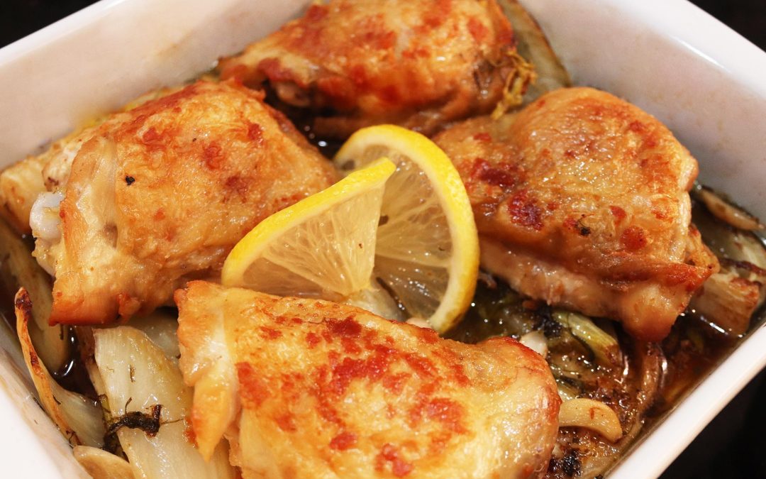 Roast Chicken with Braised Fennel, Tarragon and Lemon