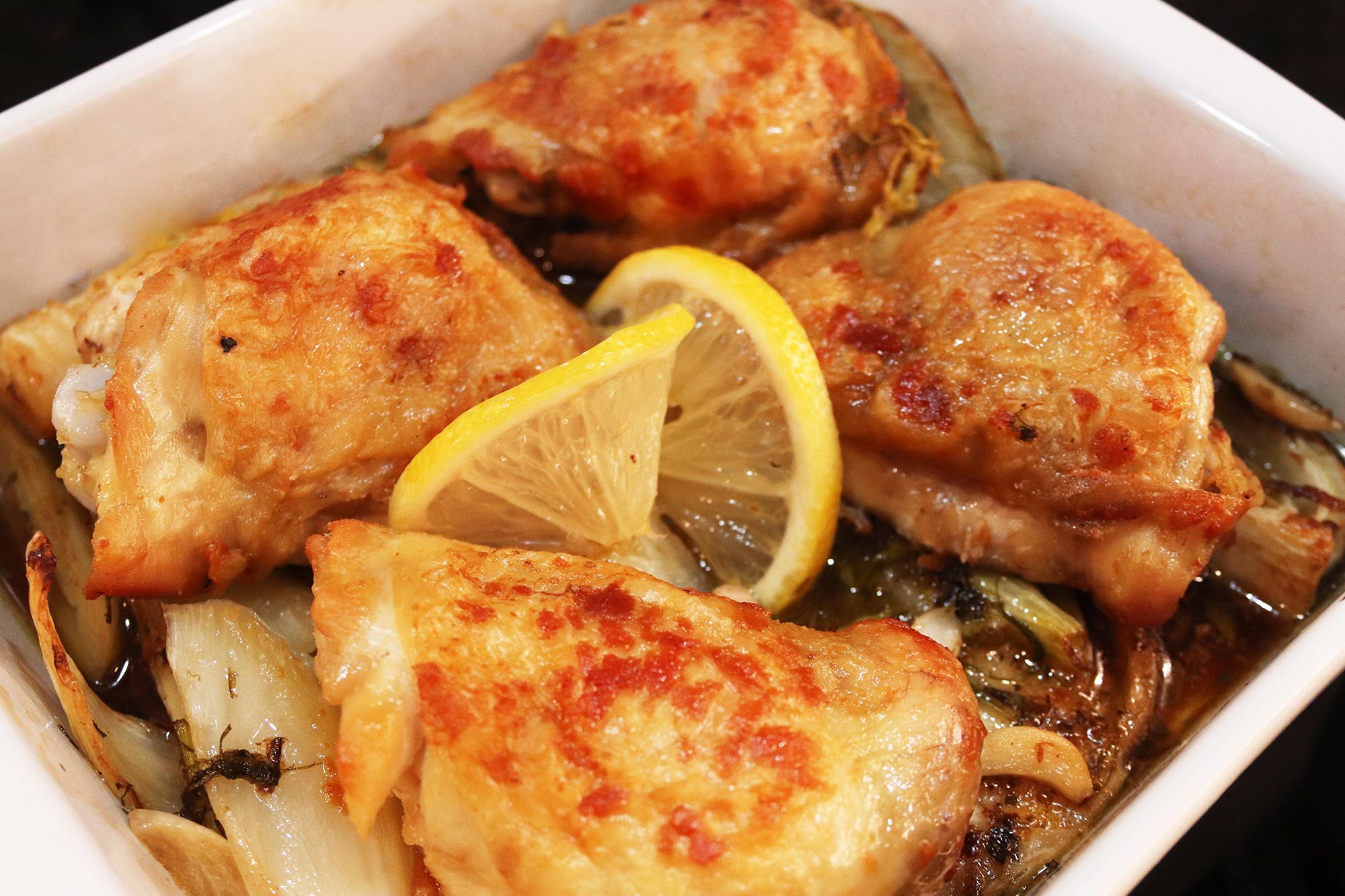 Roast Chicken with Braised Fennel, Tarragon and Lemon - Inspired Cuisine