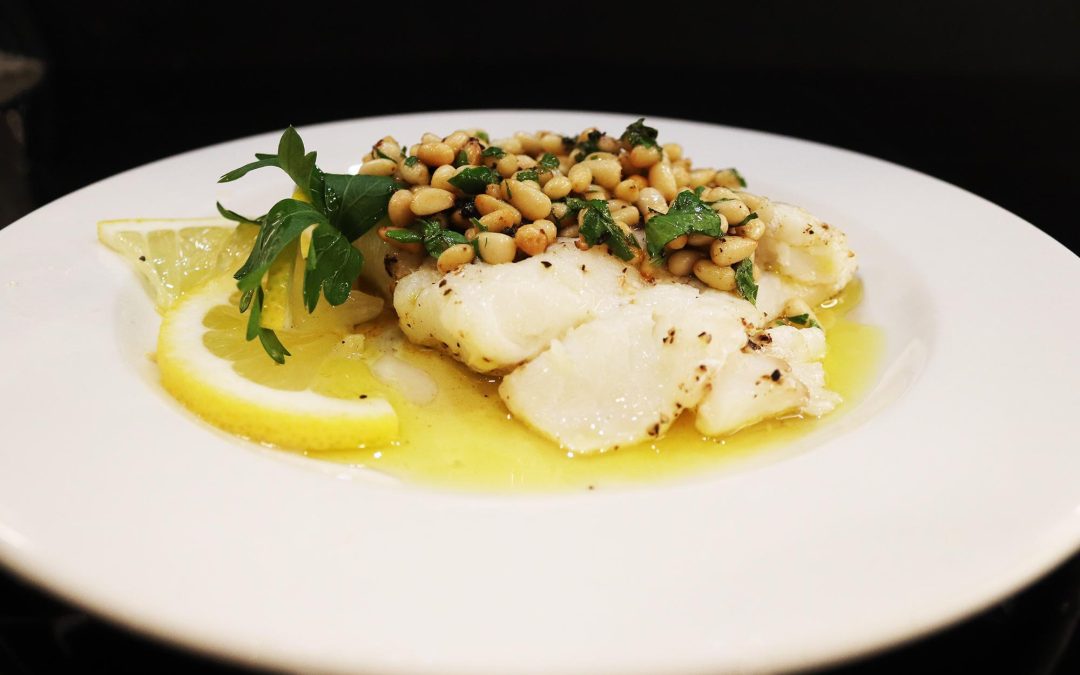 Brown Butter Cod with Golden Pine Nuts